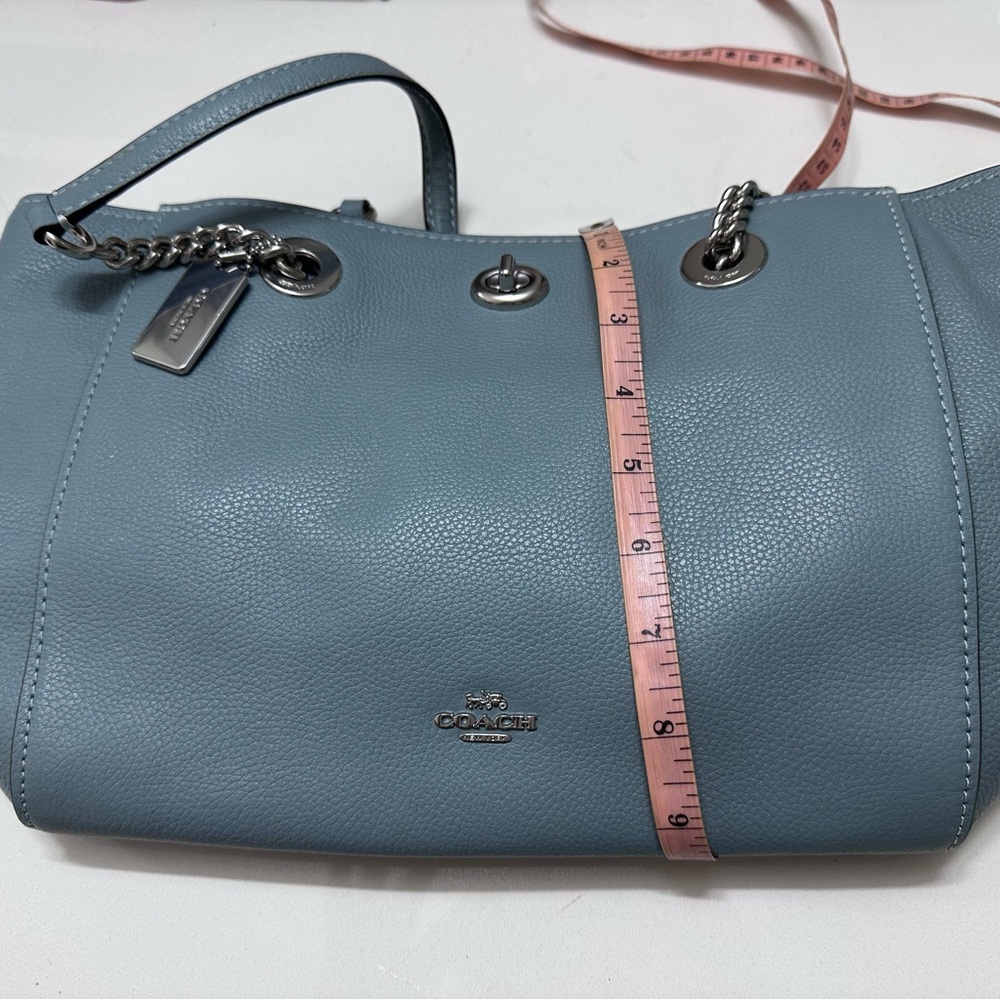 Coach Blue Leather Tote Bag - Picture 6 of 11